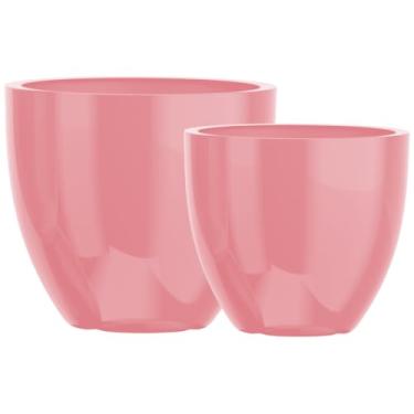 Imagem de Kit 2 Vasos Cachepot Fibra Vidro 57cm E 45cm Plantas Cores (Rose Gold)