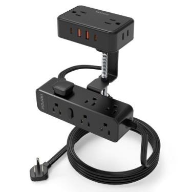 Imagem de Braçadeira de Mesa HOPOW com 13 Tomadas e 4 USB - Power Strip Dupla Ca