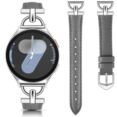 Imagem de DEALELE Pulseiras compatíveis com Samsung Galaxy Watch 7 / FE / 6/6 Classic / 5/5 Pro / 4/4 Classic / 3 41 mm / Huawei GT3 / GT2 de 42 mm, couro macio de 20 mm com pulseira em forma de D para mulheres