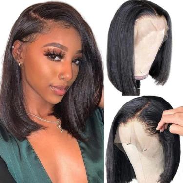Imagem de Peruca Bob de Renda Frontal Qangelabeauty - 180% de Densidade, Preta N