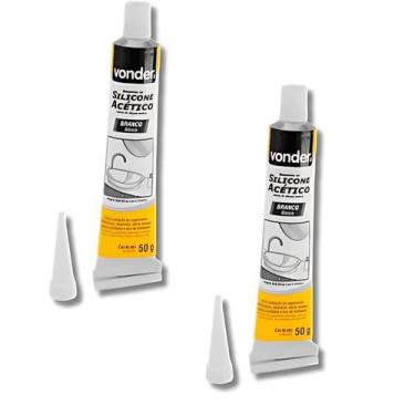 Imagem de Kit Com 2 Borrachas de Silicone Acético Branco 50g Tubete - Vonder