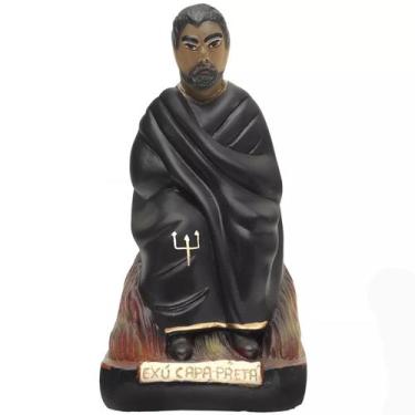 Imagem de Imagem Escultura Exu Capa Preta Sentado 35 Cm Gesso Resinado Umbanda C