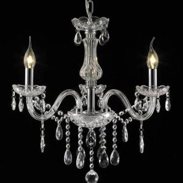 Imagem de Lustre 3 Braços Cristais Transparente 52cm 3E14 LU-016/3.52 Mais Luz