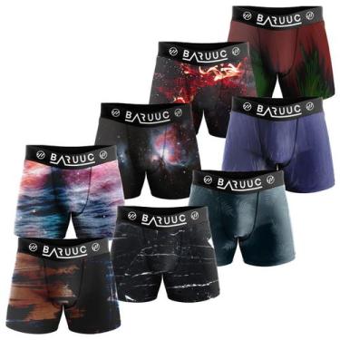 Imagem de Kit 10 cuecas boxer plus size microfibra estampas sortidas reforçadas 