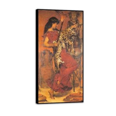 Imagem de Impressões de Lawrence Alma Tadema Vintage Festival de outono com moldura preta, reprodução de pintura a óleo, impressão giclée em tela, arte de parede pronta para pendurar para decoração de quarto de