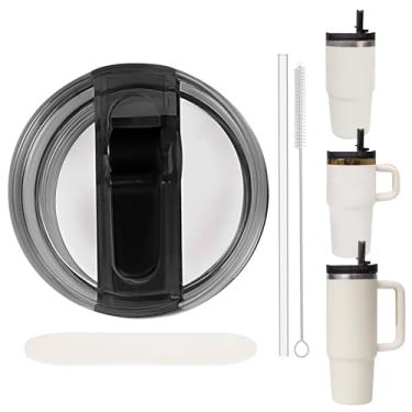 Imagem de Tampa de substituição à prova de vazamento com canudo - Apto para Stanley ProTour Quencher e Quencher H2.0 copo de 590 ml, 850 g (preto, 590 ml e 850 g)