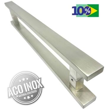 Imagem de Puxador para porta Pivotante Madeira e Vidro inox Escovado 1 metro