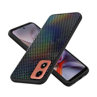 Imagem de Capa compatível com Motorola Moto G04 / G24 / E14 / G04S Capa de telefone TPU silicone macio 3D colorido reflexão a laser preta