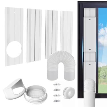Imagem de G GO . HO Kit de ventilação de janela CA portátil com mangueira de escape de 15 cm, painel de vedação de janela de PVC ajustável para janelas deslizantes, kit de janela de ar condicionado portátil