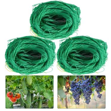 Imagem de Kikhope Rede de treliça para trepadeiras, 3 pacotes de 1,8 m x 2,7 m, rede de treliça de jardim resistente para pepino, videira, tomate, treliça para treliça de plantas trepadeiras, frutas e vegetais