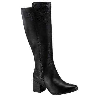 Imagem de Bota Bottero 346903 Feminino Preto em couro cano longo saltinho