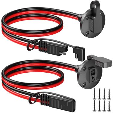 Imagem de Bateria Power Conector SAE, tomada de alimentação SAE, cabo lateral SAE, cabo SAE de conexão rápida, montagem no painel, conector universal de montagem embutida com 8 parafusos para carregador de bateria de gerador solar