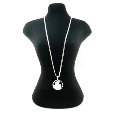 Imagem de Corrente Masculina 70Cm 3Mm São Jorge Folheada Prata Cr846 - Wnbijoute