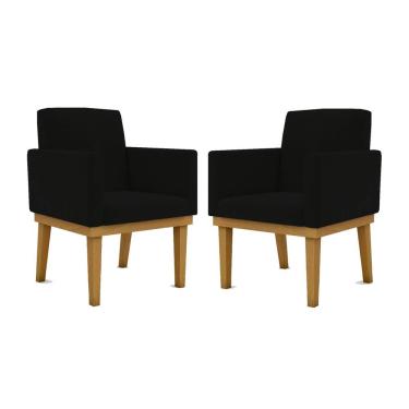 Imagem de Kit 02 Cadeiras C/Base Mesa/Estudos Poltrona preta