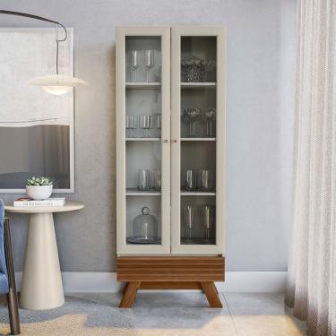 Imagem de Cristaleira 2 Portas 1 Gaveta Marsala Freijó/Off White