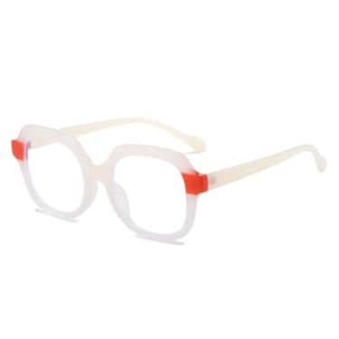 Imagem de Armação de óculos retrô anti-luz azul feminina, estilo leopardo, masculina (branco-geleia)