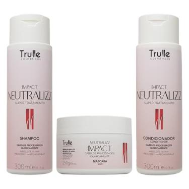 Imagem de Kit Trulle Neutralizz Impact Profissional Shampoo 300ml + Condicionador 300ml + Máscara 250g | Reparação Capilar Pós-Química, Hidratação e Reconstrução para Cabelos Danificados