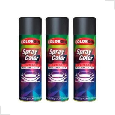Imagem de Kit Tinta Spray Automotivo Colorgin Preto Fosco C/3 - SHERWIN WILLIAMS