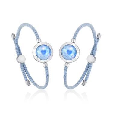 Imagem de TOTWOO Pulseiras Azure Dream 2.0 Touch com Aventurina Azul | Pulseira de Toque de Longa Distância para Casais, Vibração e Luz para Amantes | Presentes de Relacionamento Únicos de Longa Distância para