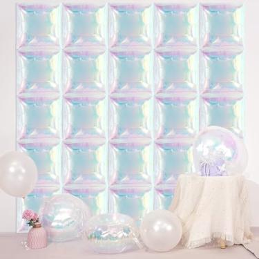 Imagem de 25PCS Iridescent Square Balloons Wall Backdrop for Party Decoration,Double Sided Iridescent Balloons For Anniversary Bachelorette Birthday Engagement Bridal Baby Shower Party Decorations