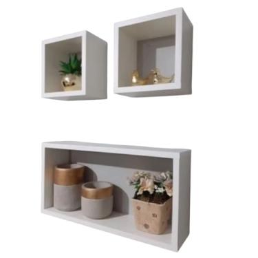 Imagem de Kit de Nichos Retangulares Decorativos, MDF 15mm, 3 Peças, Branco, para Sala, Quarto, Cozinha e Banheiro