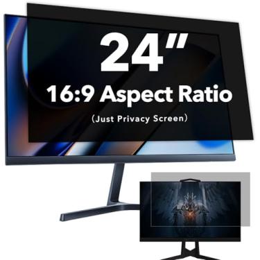 Imagem de Filtro de tela de privacidade de computador para monitor widescreen 16:9, filtro de luz azul antirreflexo, protetor de privacidade de monitor de computador antiarranhões, película protetora de tela de