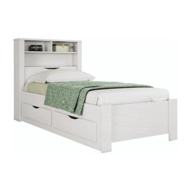 Imagem de Cama Solteiro Santos Andirá Invicta Bau com 2 Gavetas - Branca