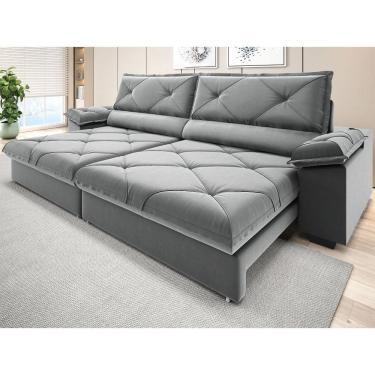 Imagem de Sofá com Carregador USB e Molas no Assento Retrátil Reclinável Maestro 2,90m Veludocristal - NETSOFAS