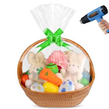 Imagem de Yeumk Pacote com 20 sacos retráteis para cestas de presente sacos de PVC de celofane transparente (40,6 x 61 cm-20 peças)