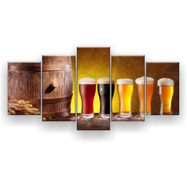Imagem de Kit Placa Decorativa Mosaico 5 Pçs Barril Cerveja Chopp