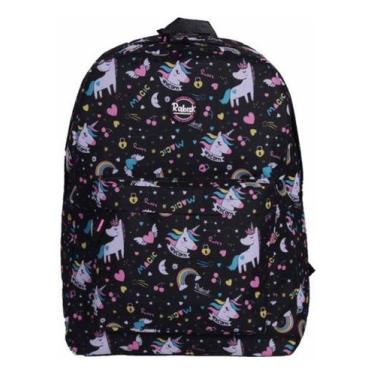 Imagem de Mochila Escolar Estampada Unicórnios Juvenil Impermeável Zíper Rabisk 