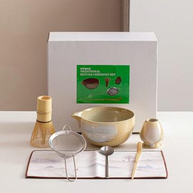 Imagem de Weigeqi Conjunto de batedor Matcha de cerâmica estilo japonês, conjunto tradicional de...