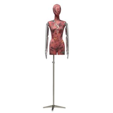 Imagem de Mannequin Manequim feminino destacável estilo chinês, torso ajustável em fibra de vidro e braços galvanizados, expositor de roupas para loja(Red2)