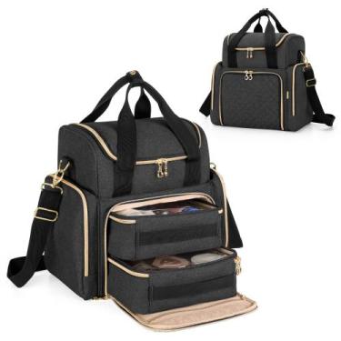 Imagem de Bolsa de maquiagem de viagem LUXJA com 2 estojos removíveis de nylon p
