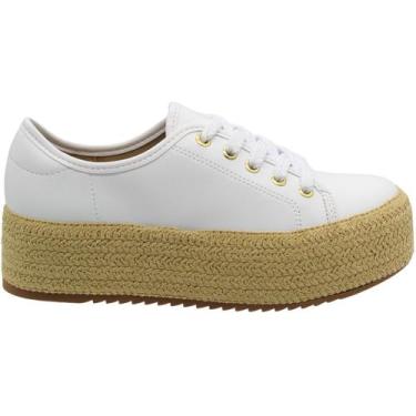 Imagem de Tênis Casual Beira Rio Solado Elevado Tramado Feminino, Branco, 36