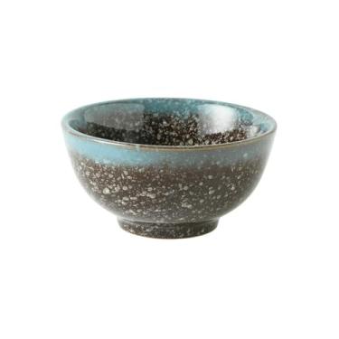 Imagem de Tigela de arroz redonda esmaltada de cerâmica grossa utensílios de mesa pequenos criativos japoneses - 11,4 cm - azul pitoresco