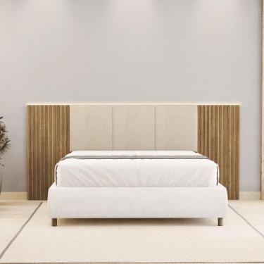 Imagem de Cabeceira Estofada Cama Box Casal Queen com LED Dubai Zen Nature Brisa