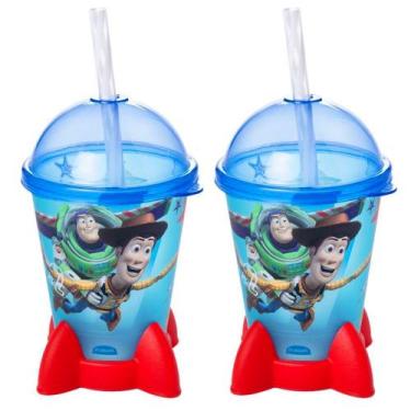 Imagem de 2 Copos Toy Story de Foguete 280ml Infantil p/ Refri e Suco - Plasútil