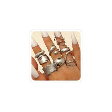 Imagem de Conjunto de anéis grossos para mulheres, conjunto de anéis de articulação, anillos para mulheres, acessório aberto, boho, baile de finalistas, bijuteria, Zinco, Sem pedra preciosa