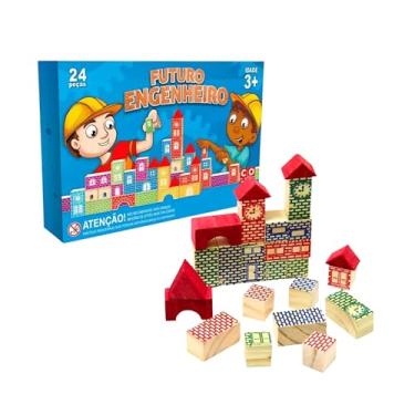 Imagem de Bloco de Montar Futuro Engenheiro 24 Peças – Brinquedo Educativo em Madeira Colorida – Estimula Criatividade, Coordenação Motora e Aprendizado Infantil – A partir de 3 Anos