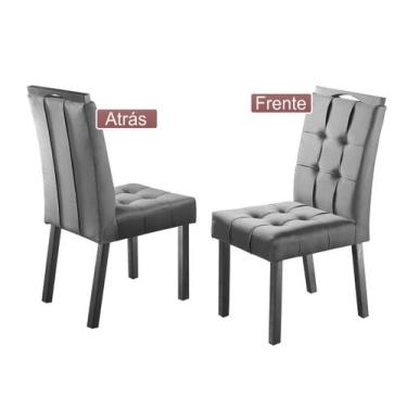 Imagem de Kit 02 Cadeiras Estofadas Capitonê de Mesa de Jantar, Sala, Cozinha e 