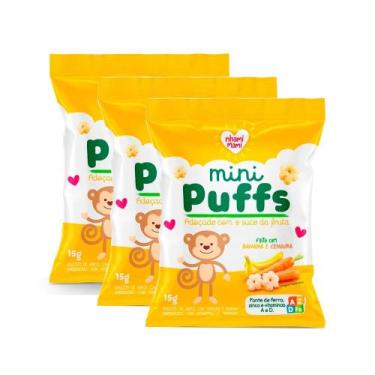 Imagem de Kit 3 Biscoito Nhami Mami Mini Puffs Snack Banana e Cenoura 15g