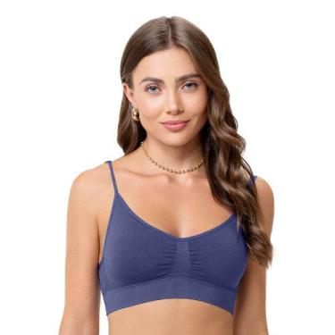 Imagem de Sutiã Top Alça Fina Regulável com Bojo Removível sem Costura Mirtilo -