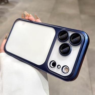 Imagem de ZXDK Capa protetora de filme de câmera para iPhone 17/Pro/Max, ultrafina, anti-impressão digital, fosca, translúcida, fosca (para iPhone 17, azul)