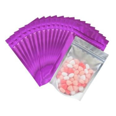 Imagem de Sacos Mylar de embalagem resselável de 15 x 10 cm com janela, sacos planos à prova de cheiro para armazenamento de alimentos, bolsa de alumínio selável à prova d'água para pequenas empresas, preto