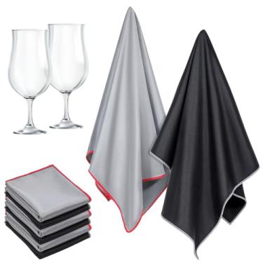 Imagem de Qulkws 6 Panos de polimento de copo de vinho, panos de polimento de vidro de microfibra de 63 x 50 cm, panos de vinho de tamanho grande sem riscos e fiapos para secar pratos de taça, artigos de vidro