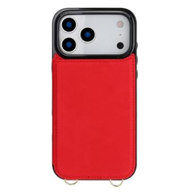 Imagem de HAOMRIYL Capa carteira para iPhone 17 Pro Max/17 Pro/Air/17, compartimentos para cartões ocultos, capa de couro com suporte, proteção fina, à prova de choque, capa de negócios, vermelha, 17 Pro
