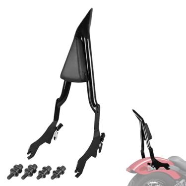 Imagem de DSISIMO Encosto de passageiros Sissy Bar com almofada de encosto Kit de ferragens de ancoragem compatível com Harley Softail Slim FLSL FXST Heritage Classic FLHC FLHCS Deluxe FLDE Street Bob FXBB
