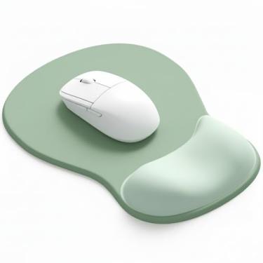 Imagem de eulps Mouse pad com descanso de pulso de gel, suporte de pulso ergonômico e confortável para laptop, mouse para alívio da dor com base de poliuretano antiderrapante para escritório e casa (verde)