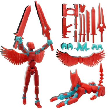 Imagem de masijssa Conjunto De Bonecos Ação T13 (Montagem Concluída) Boneco 13 Titan Robot, Brinquedo Móvel Multiarticulado Impresso Em 3D Com Articulação Completa (Vermelho, Azul E Cachorro)